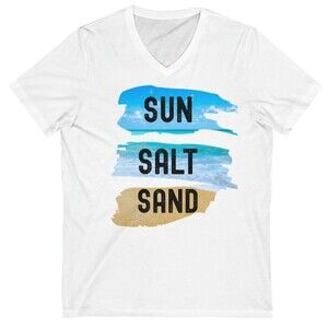 Beach t shirt, Sun Salt Sand Short Sleeve V-Neck, Ocean Tee v neck shirt 2X